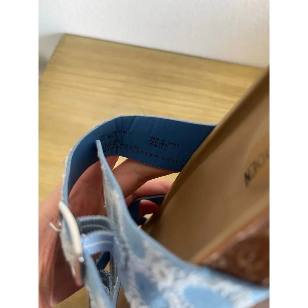 NWOT Steve Madden Sandals Beached Slide Blue Embroidered White Womens 7 | Kids 5 - Image 8