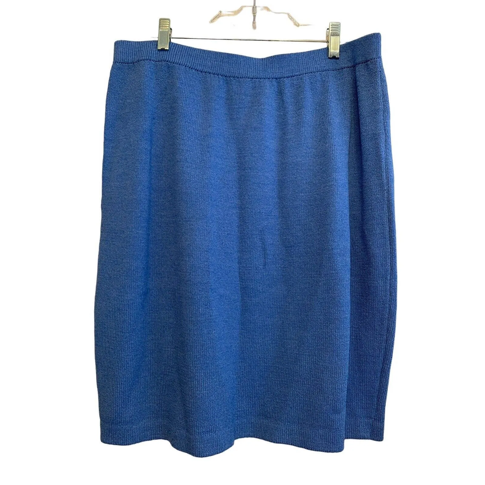 ST.‎ JOHN 3 Piece Blue White Knit Suit Gold Button Jacket Size 8 Skirt Size 14 - Image 13