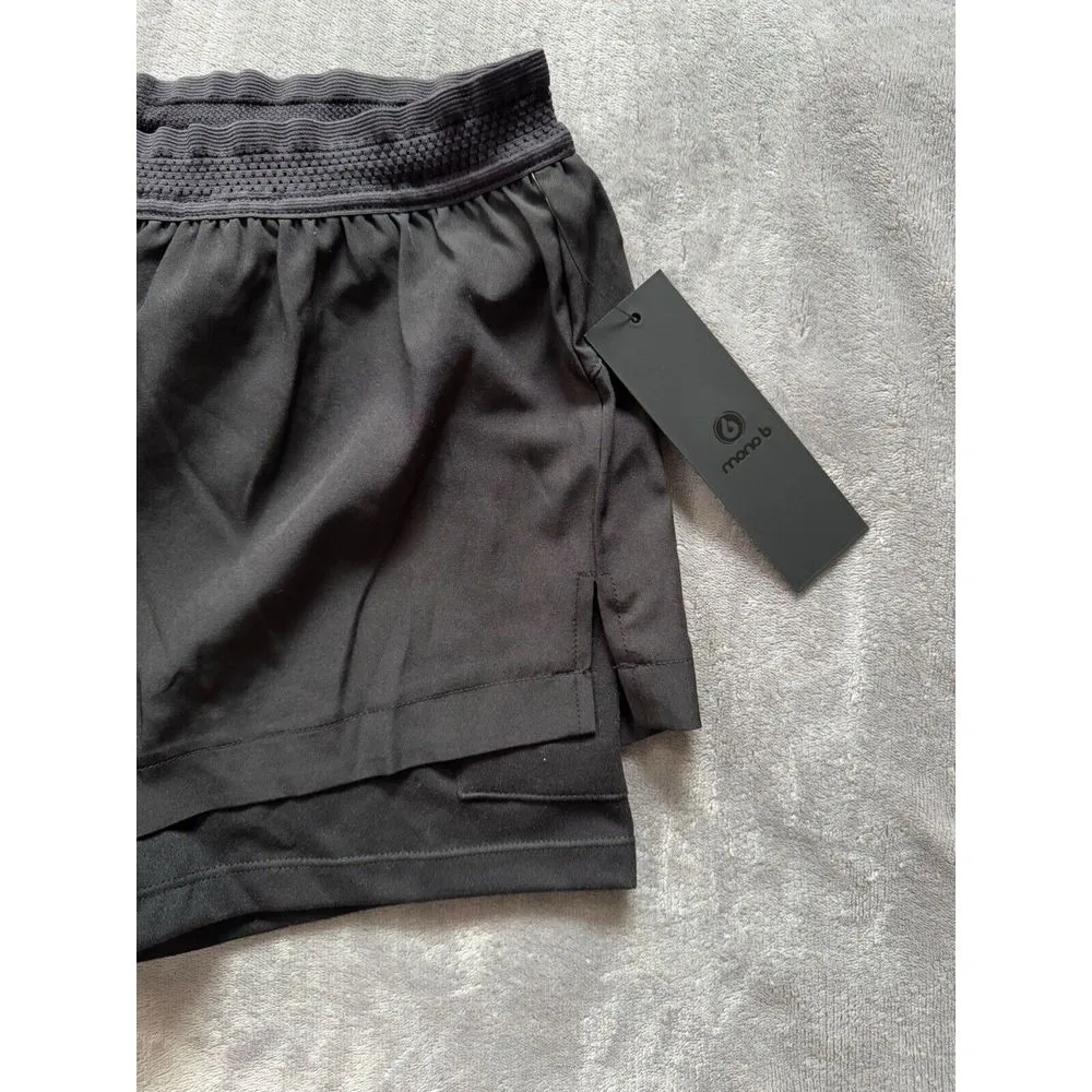 Mono B Tennis Yoga Run Short Golf Lined Medium Performance Fabric Sz Small NWT Black - Image 3