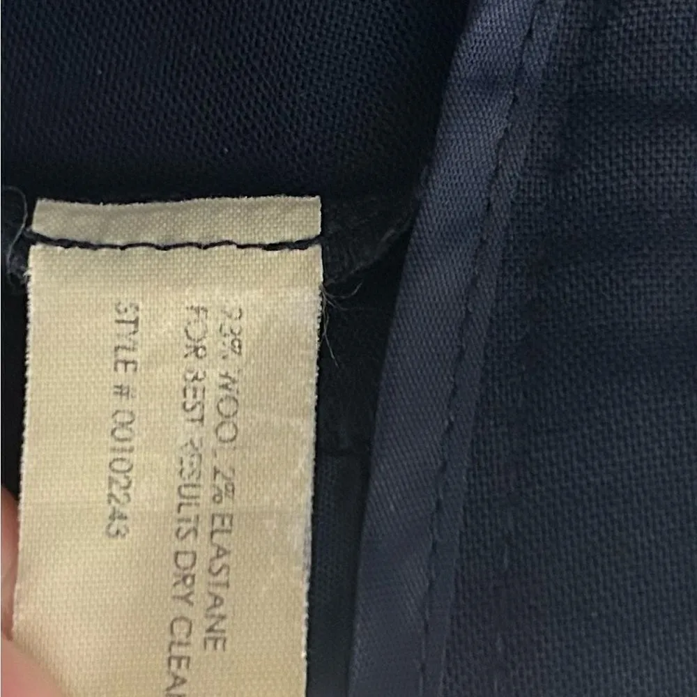 Club Monaco Navy Blue Italian Tropical Wool Cuffed Hem Straight Leg Pants Size 0 - Image 4