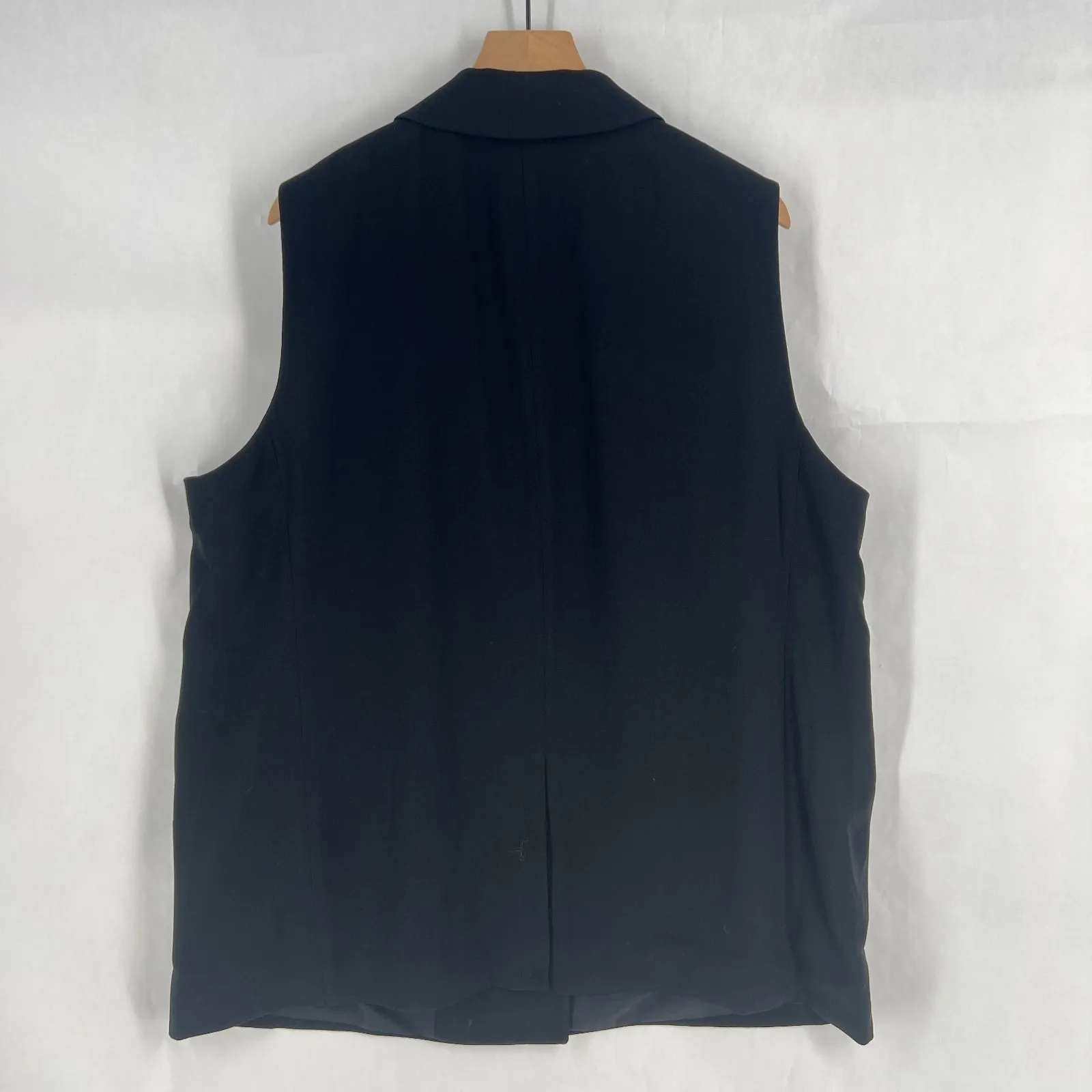 H&M Sleeveless Blazer Vest Womens 2XL Black Woven Peak Lapel Double Breasted - Image 2