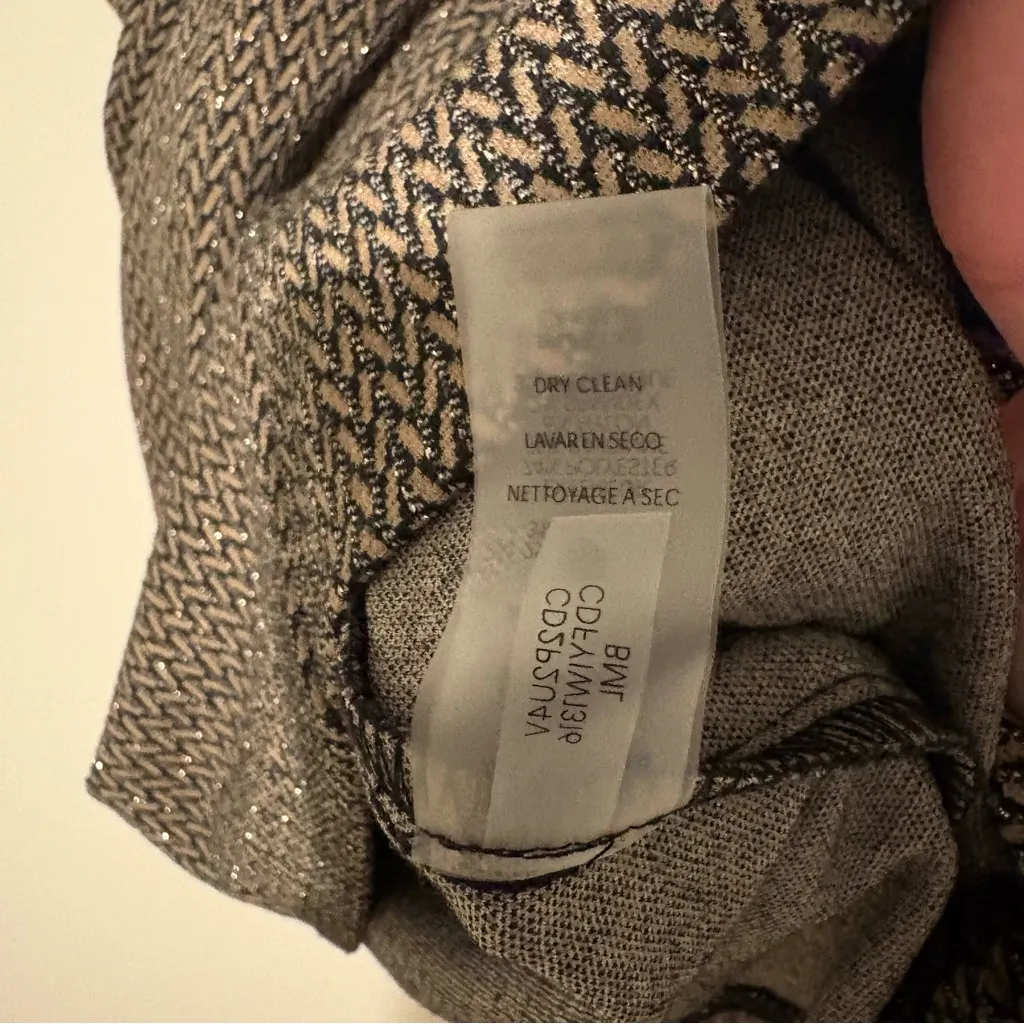 Calvin Klein Dress tweed lurax Sheath Ponte midi sparkly‎ dress black tan size 4 - Image 6