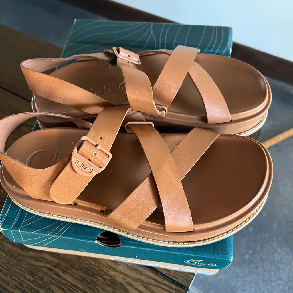 Chaco Townes Midform Size US 9 M EU 40 Women's Leather Sandals Cashew - Image 6
