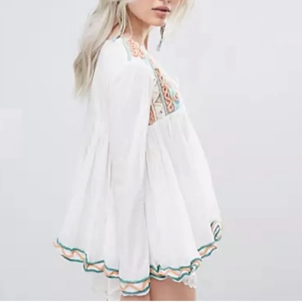 Raga Women's Coastland Boho Embroidered Long Sleeve Babydoll Swing Blouse Top XS - Image 11