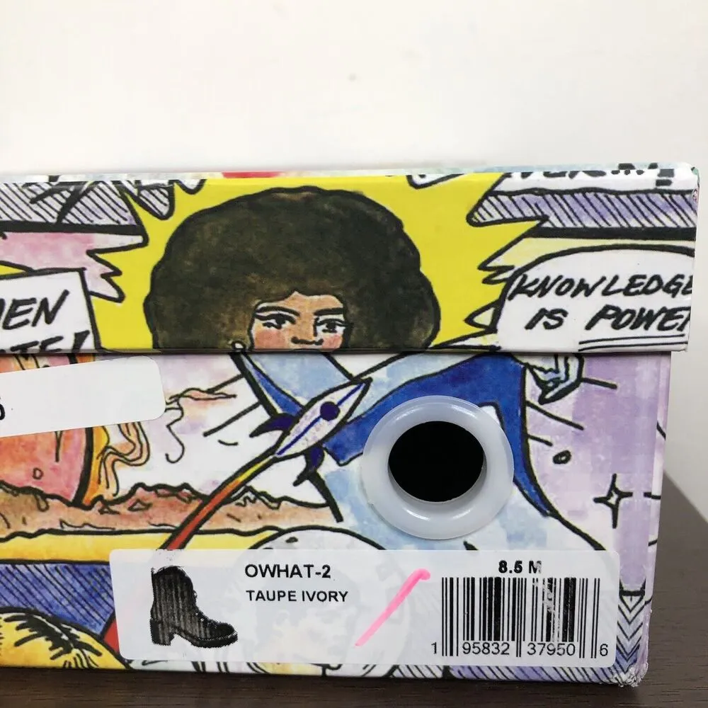 NEW Jeffrey Campbell O What Faux Fur Trim Lace-Up Leather Boot Taupe US 8.5M - Image 11