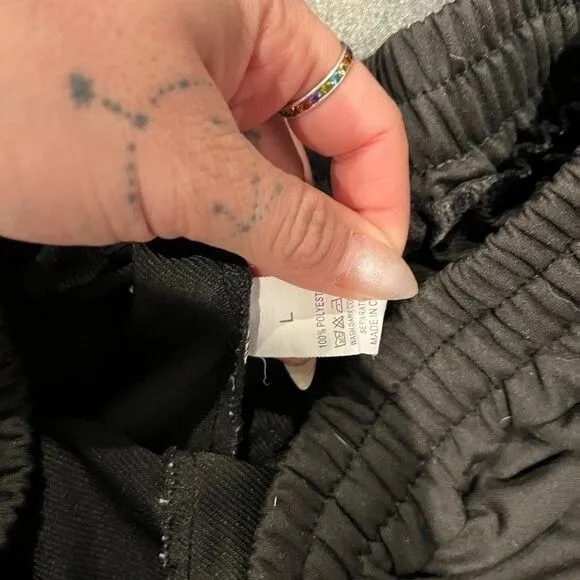 "He's Mine" Womens Basketball Black Shorts Large Black and White w/ Drawstring - Image 3