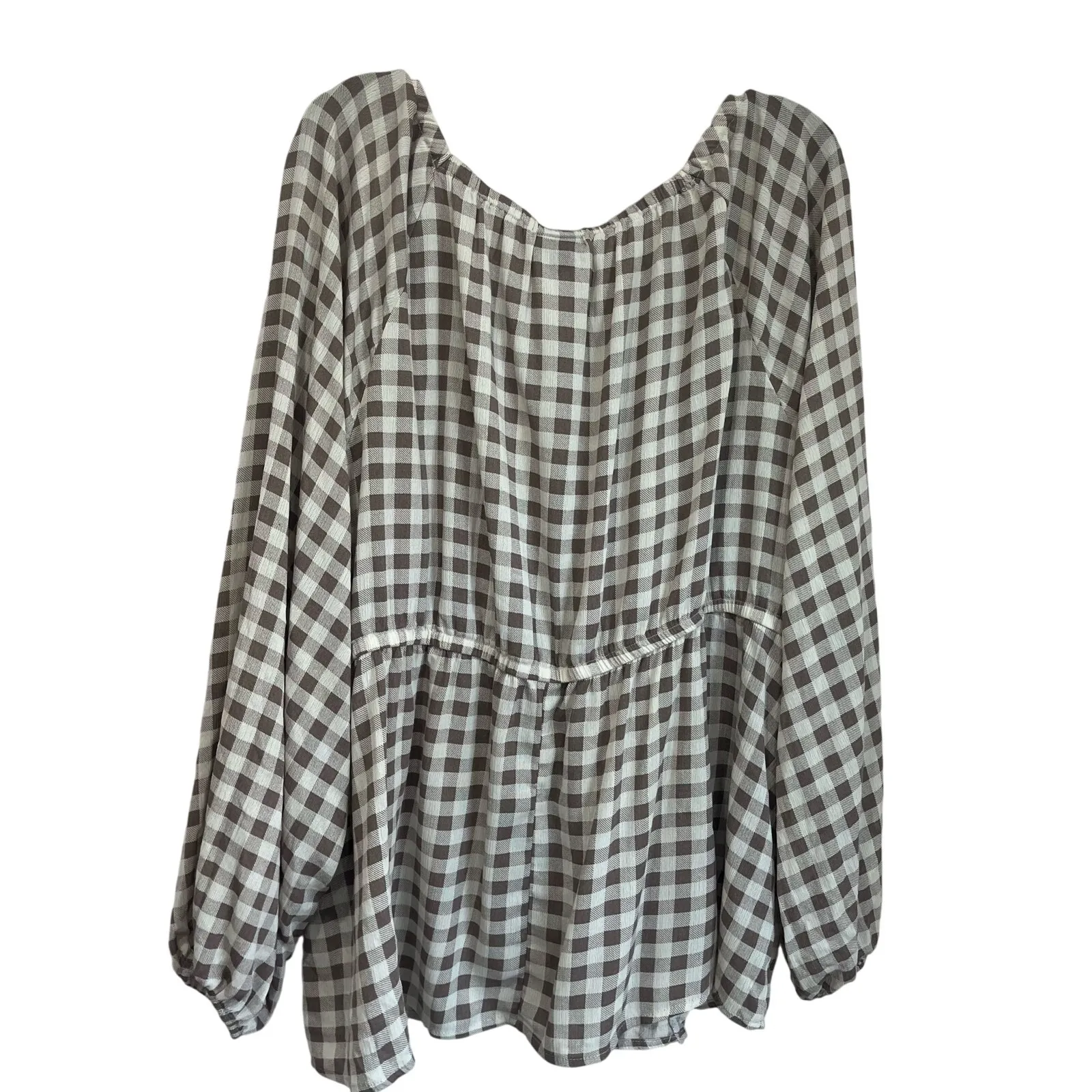 Torrid  Brown Gingham Peasant Babydoll Boho Top Size 3X (US 3) - Image 3