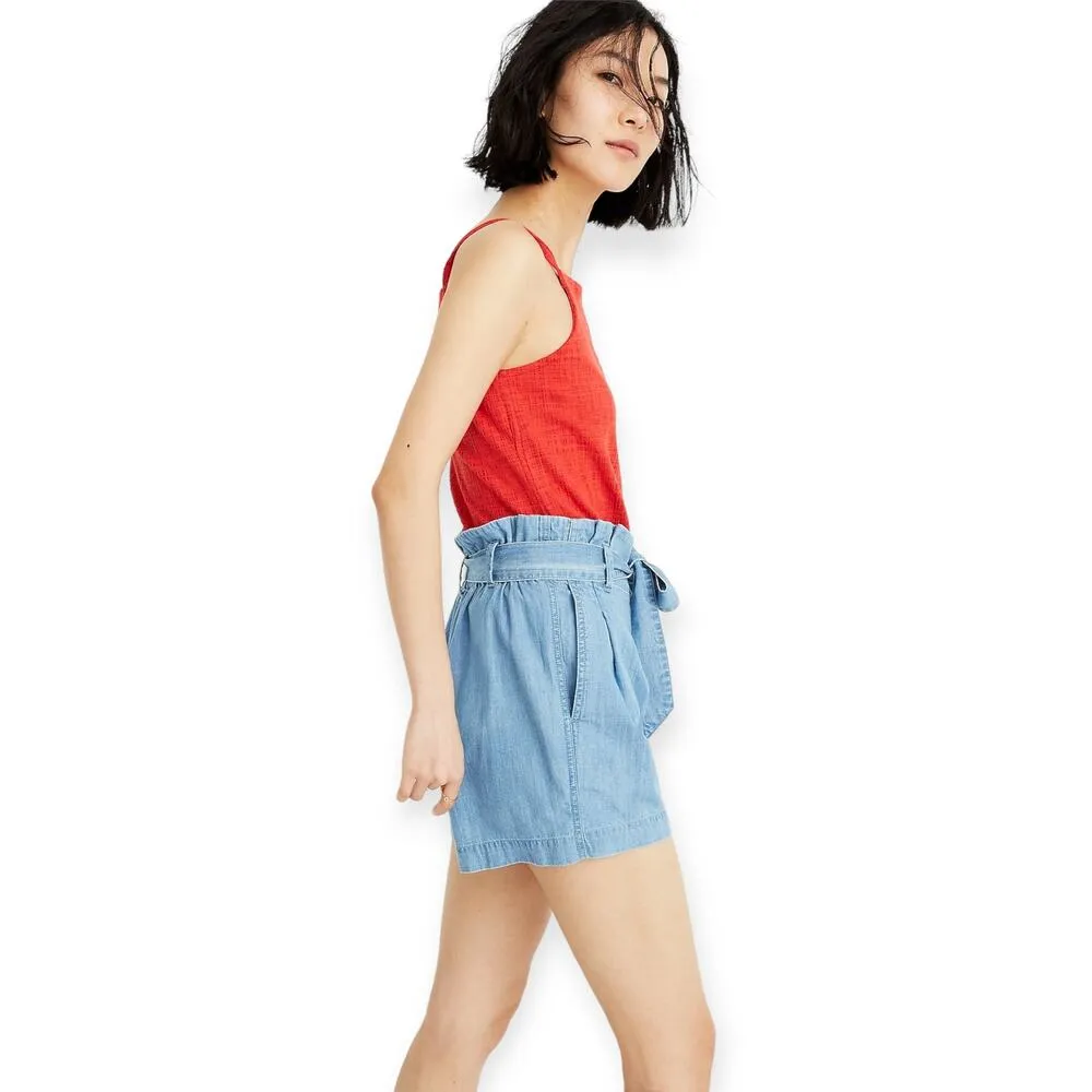 Madewell | Size 4 | Denim Chambray High Rise 3.5 Inch Inseam Paperbag Shorts - Image 3