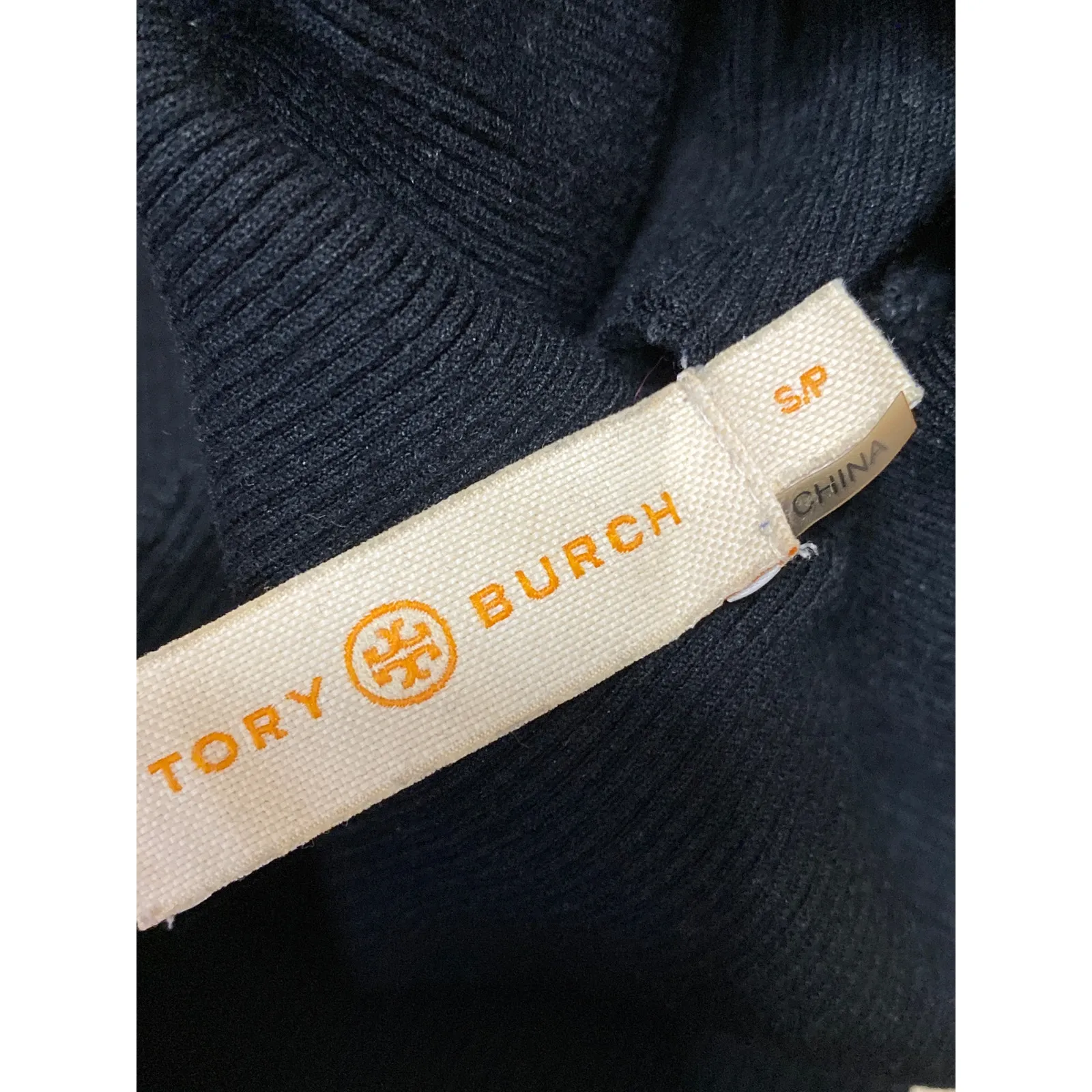 Tory Burch Women's Black Ribbed Knit Turtleneck Long Sleeve Sweater Top Size S/P - Image 4