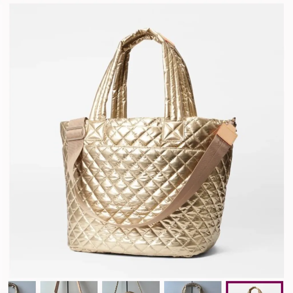 MZ Wallace New York Metro Tote Deluxe Medium Antique Gold New Glam quilted chic - Image 2