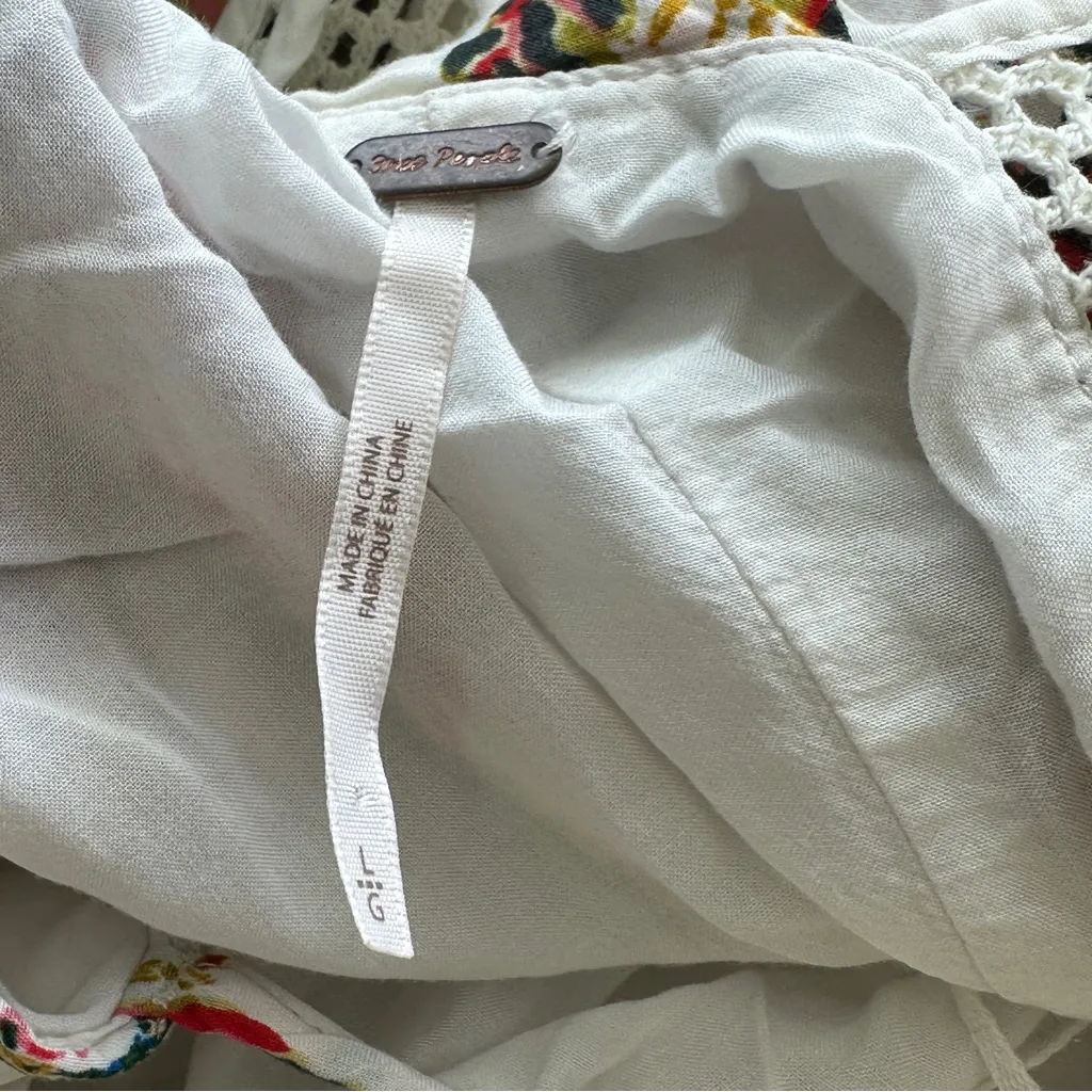 FREE PEOPLE Thought I Was Dreaming Floral Mini Dress Ivory halter L - Image 5