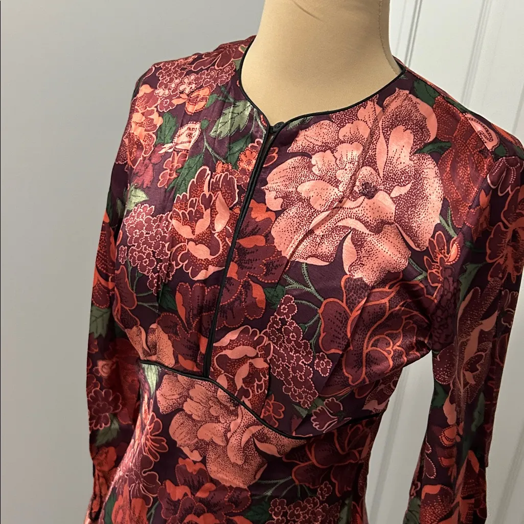 Topshop Satin Floral Long Sleeve Maxi Dress - Image 5