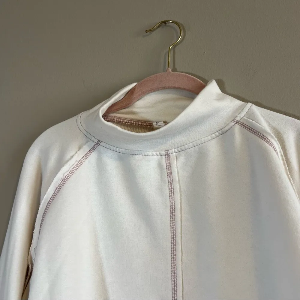 Anthropologie  Daily Practice Women’s Cream Mock Neck Cropped Sweatshirt Small - Image 2