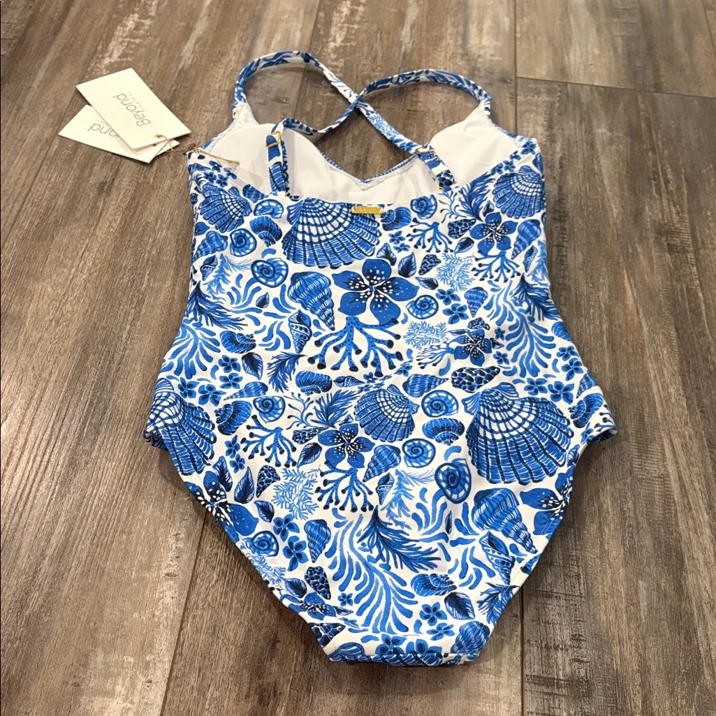 Beyond Control Sea Life V Neck Tummy Control Swimsuit size 6 NEW Blue - Image 5