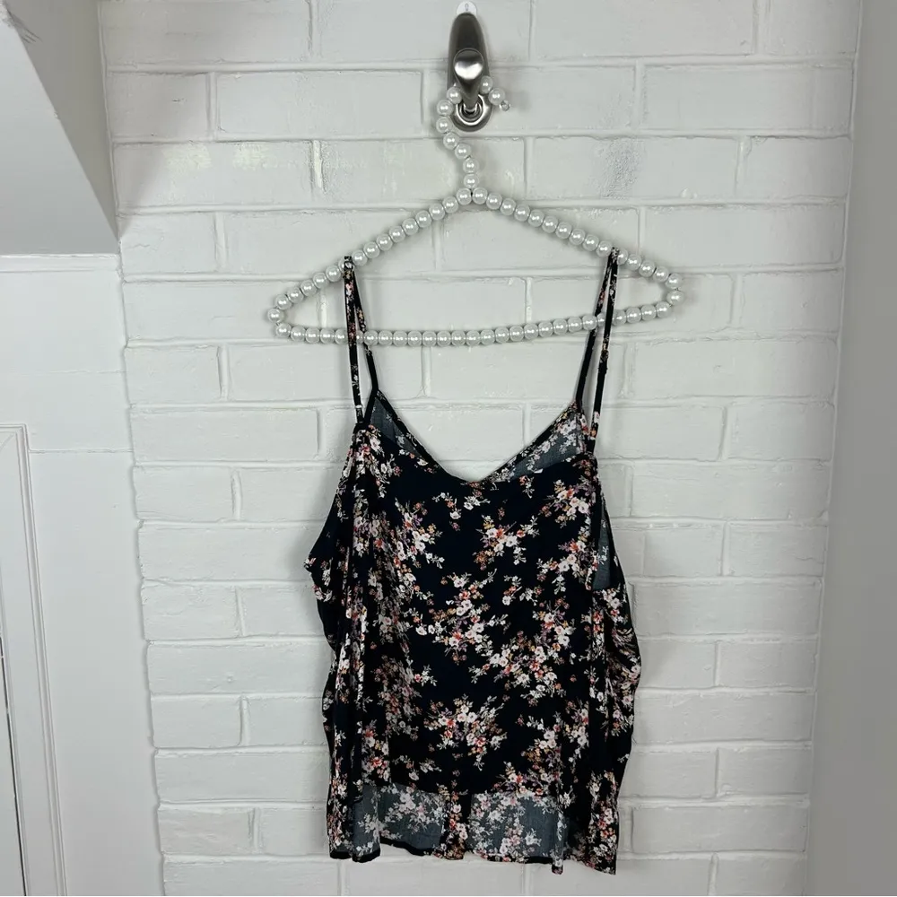 Old Navy Dark Floral Print Button Front Tank Top Size XL - Image 9