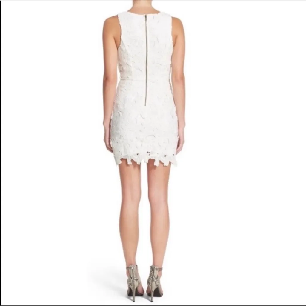 ASTR White Big Flowers Crochet Embroidered Wedding Mini Dress XS - Image 6