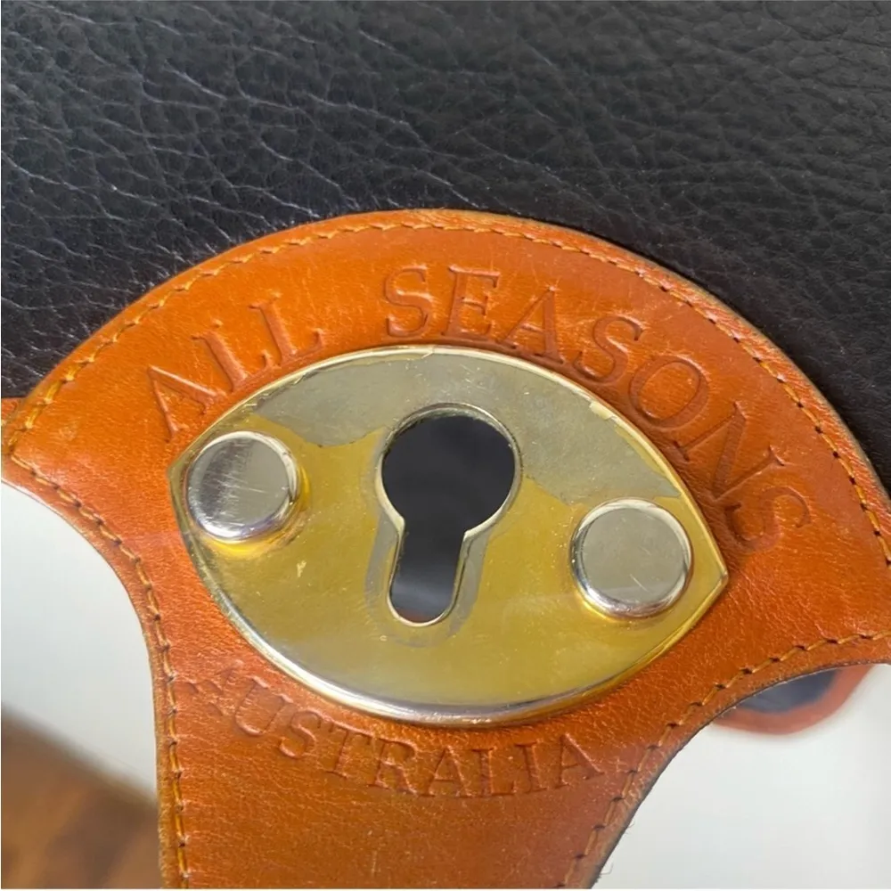 Vintage 90s Faigen Australia Leather Crossbody Bag All Seasons Satchel Two Tone - Image 14