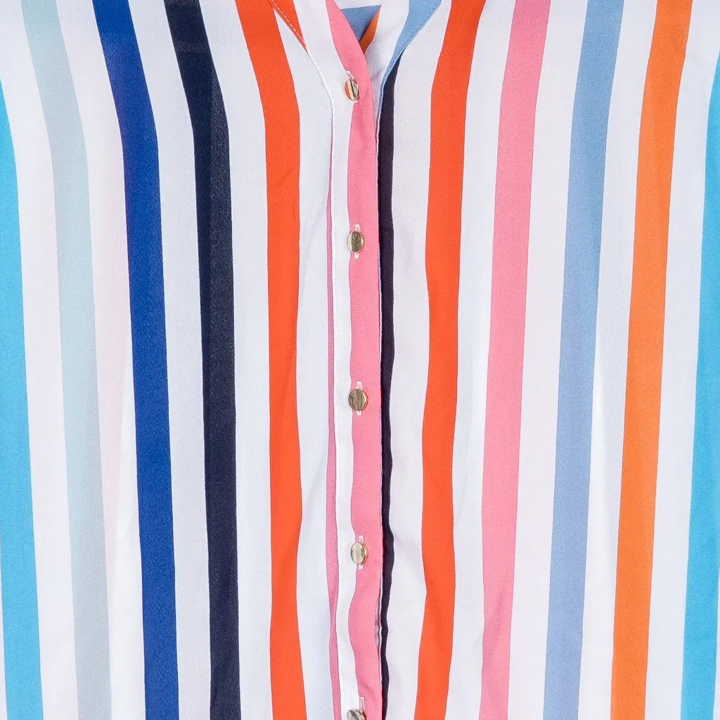 Cato Tunic Top XL Womens Striped Colorful Long Summer Sleeveless Swim Cover Up - Image 5