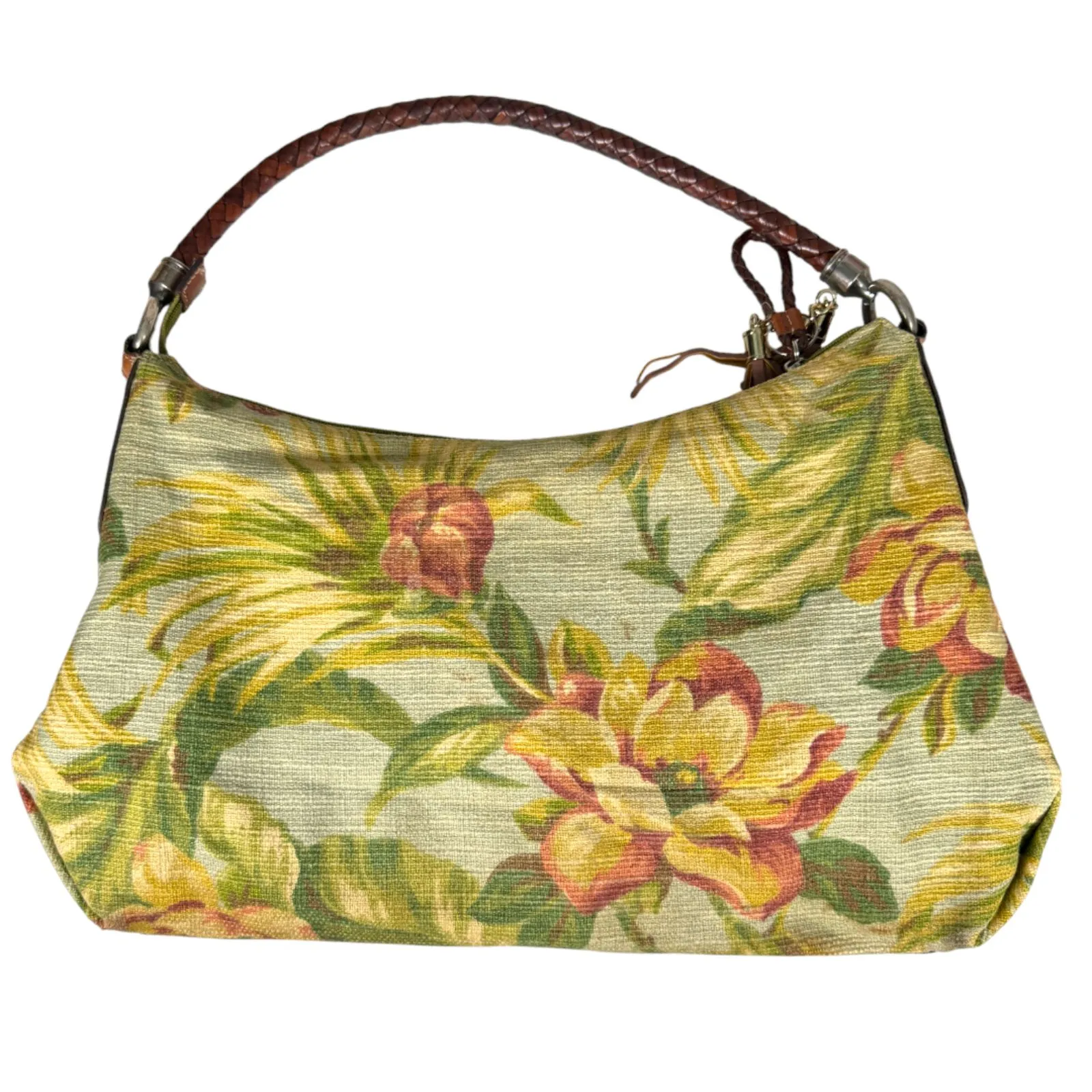 Fossil Vintage Floral Tropical Tapestry Hobo Shoulder Bag Purse Handbag - Image 2