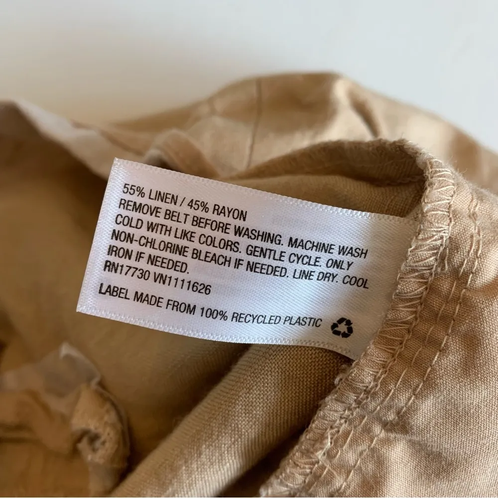 High Waisted Paper Bag belted Linen blend pleated front womens pants - Image 8