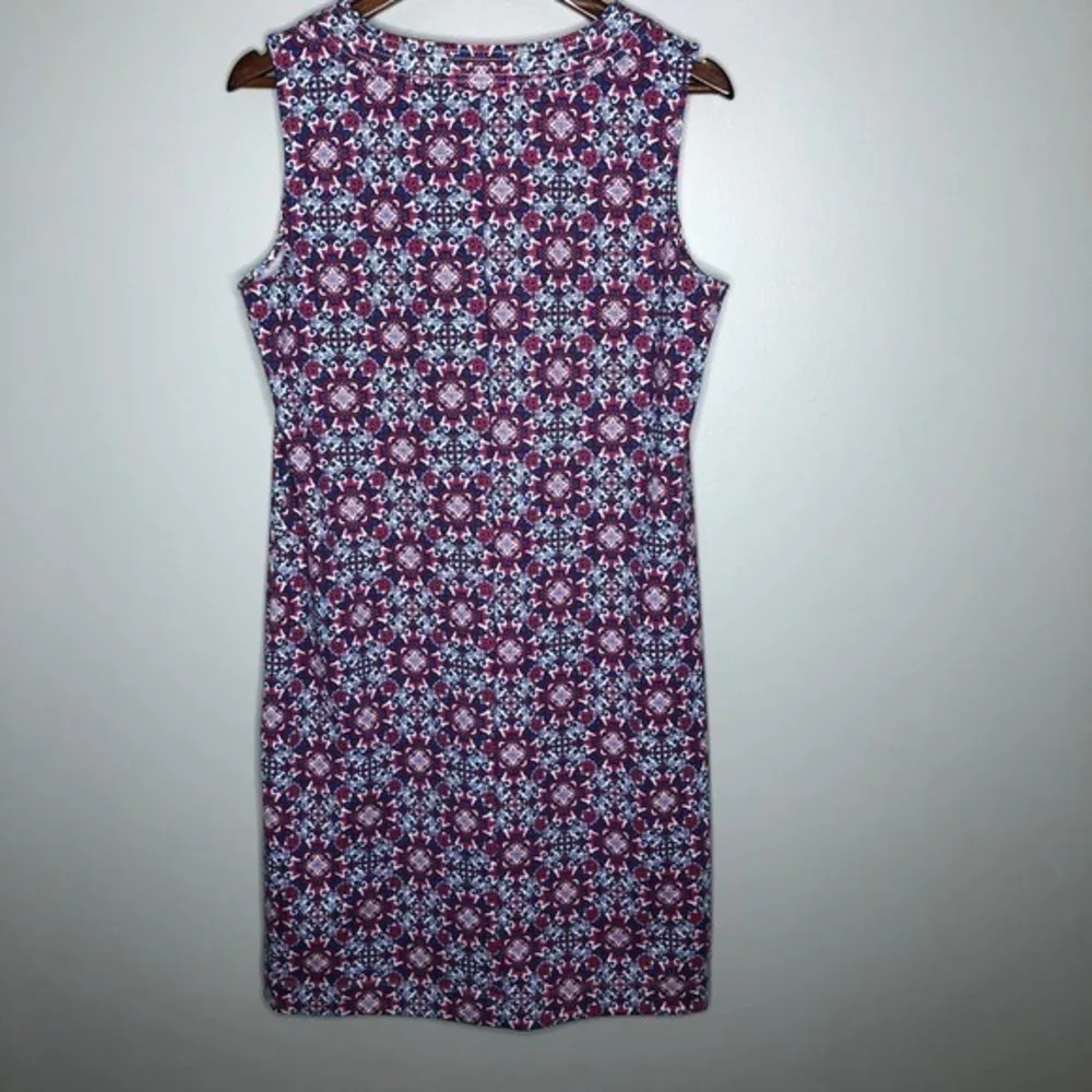 Talbots geometric floral print split neck dress - Image 5