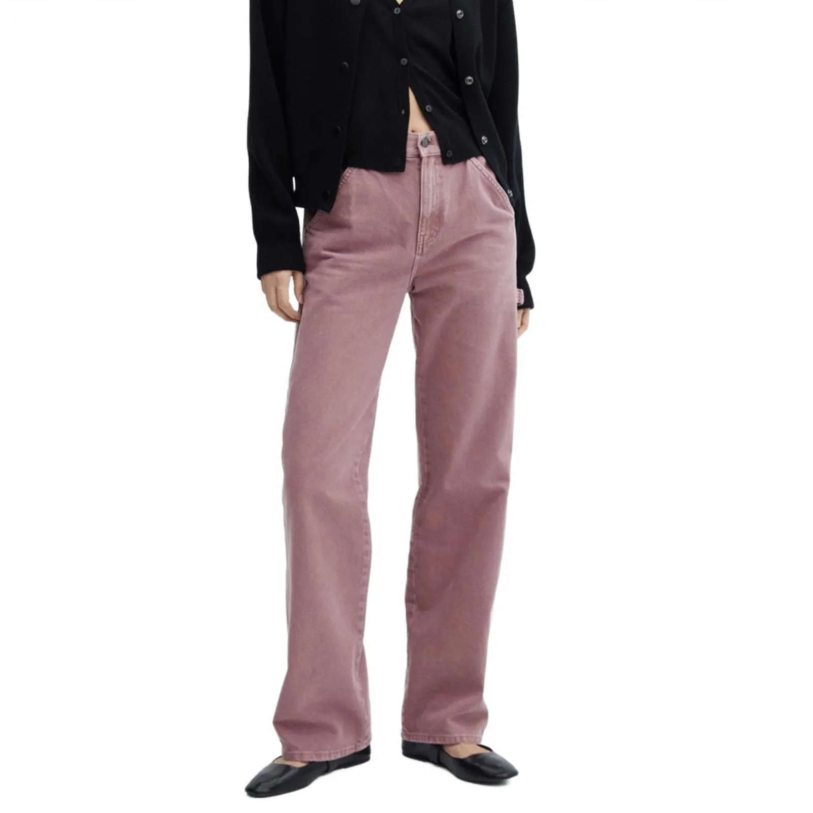 Mango Carpenter Cargo Jeans Light Pastel Purple NWT Size 2 - Image 5