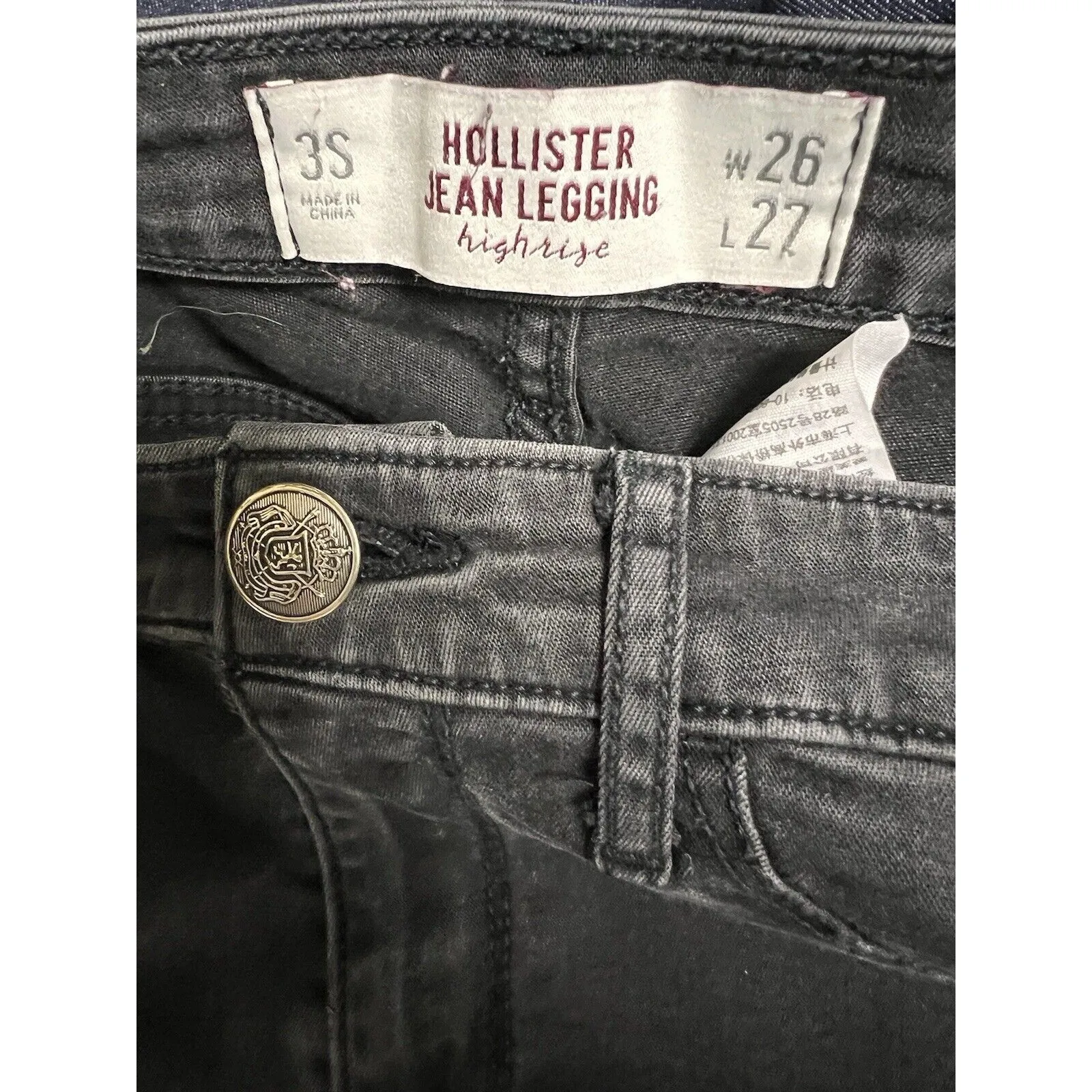 DEB Hollister Jean Women’s Size‎ 3S W25 L24 25x24 3 Short Legging Black High - Image 5