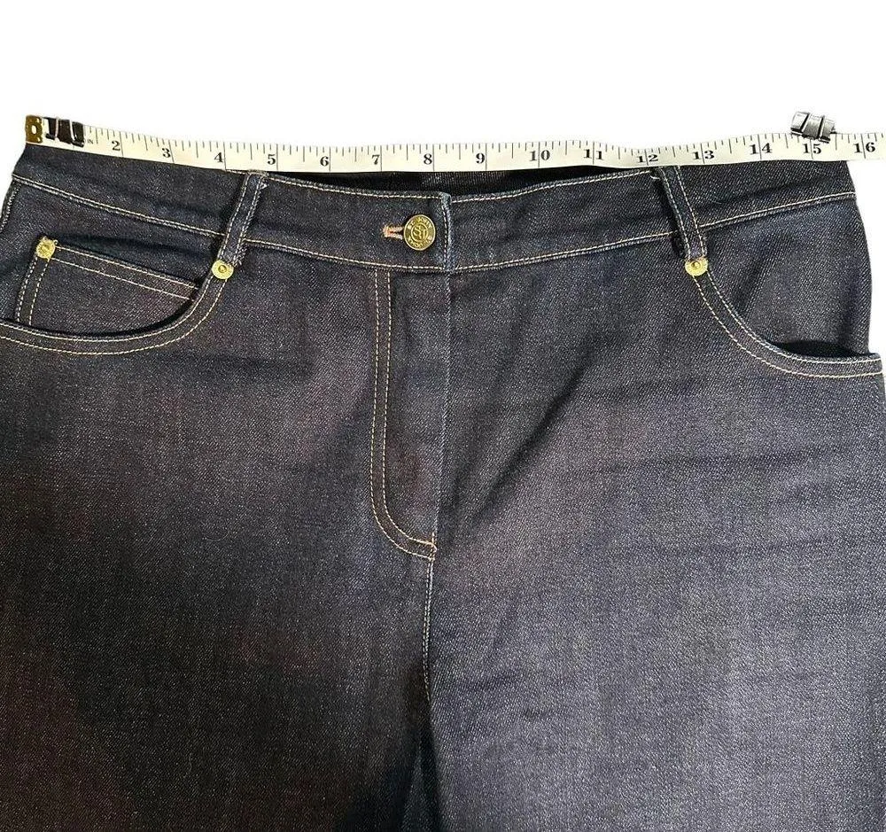 St. John Women's Jeans Gem Cross Detail Dark Blue Denim Sz 8 - Image 7