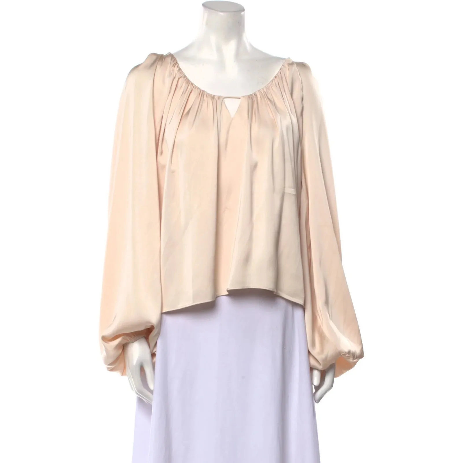 Jonathan Simkhai Long Sleeve Blouse Medium Cream Champagne Quiet Luxury - Image 6