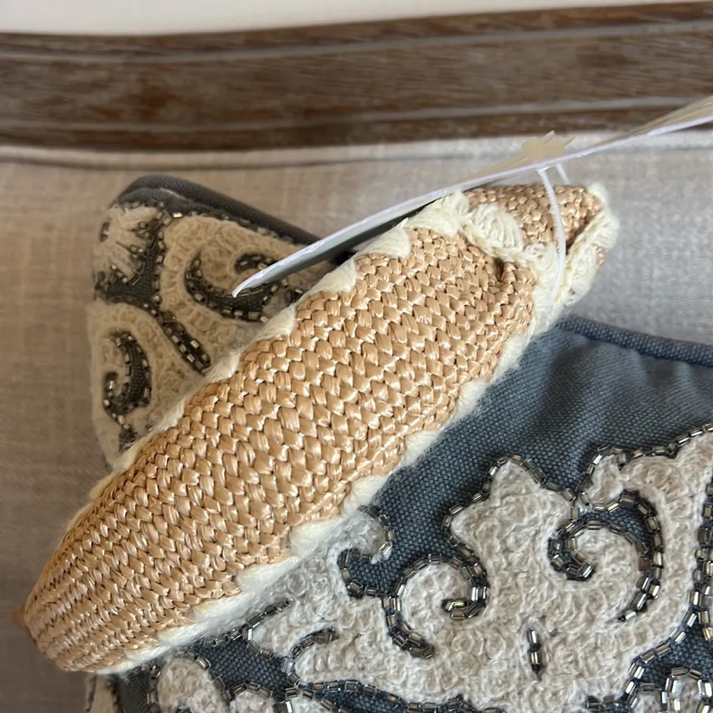 Rachel Zoe NWT Woven Straw Embroidered Detail Knotted‎ Headband - Image 3