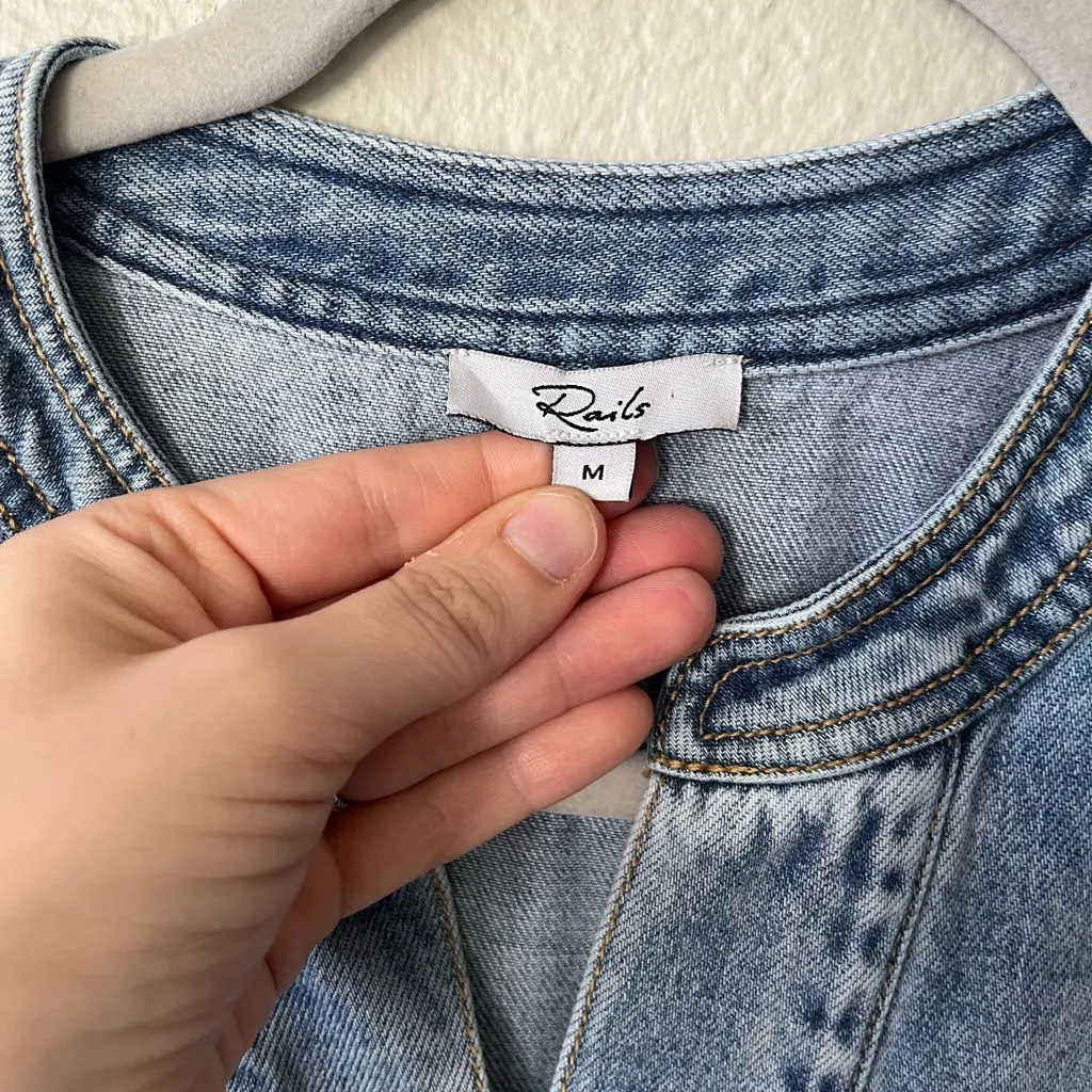 Rails Chancey Faded Indigo Short Sleeve Denim Dress Womens Size M - Image 8