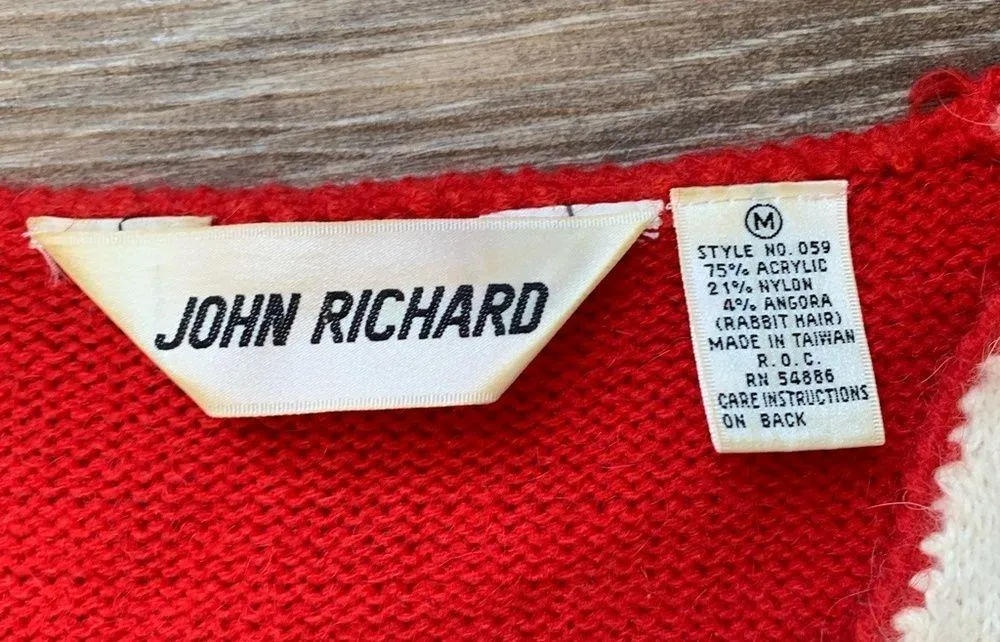 Vintage 80s John Richard Red Knit Long Sleeved Midi Dress M Size M - Image 2