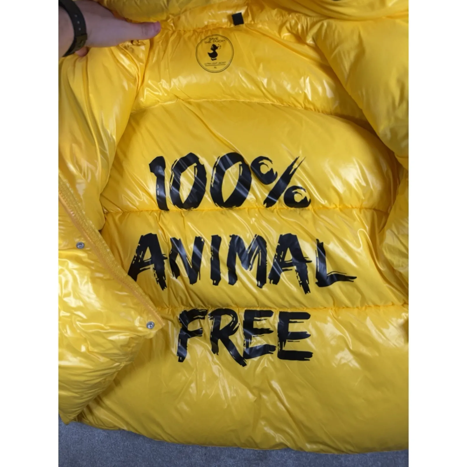 Save The Duck Luma Hooded Puffer Yellow/Black Unisex Jacket XL D3790U - Image 5