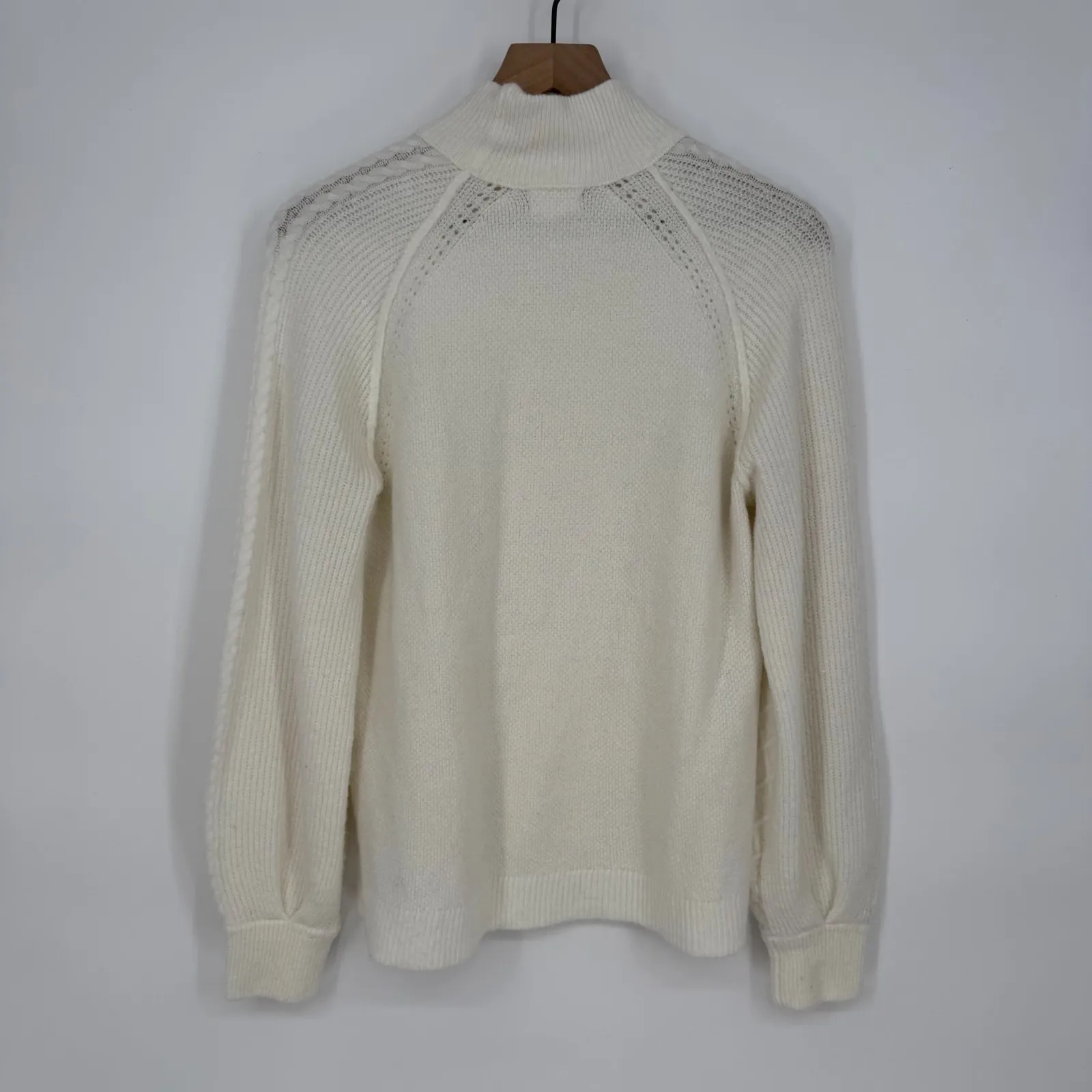 Caslon Sweater Womens Small Beige Acrylic Raglan Sleeve High Neck High Low Hem - Image 2