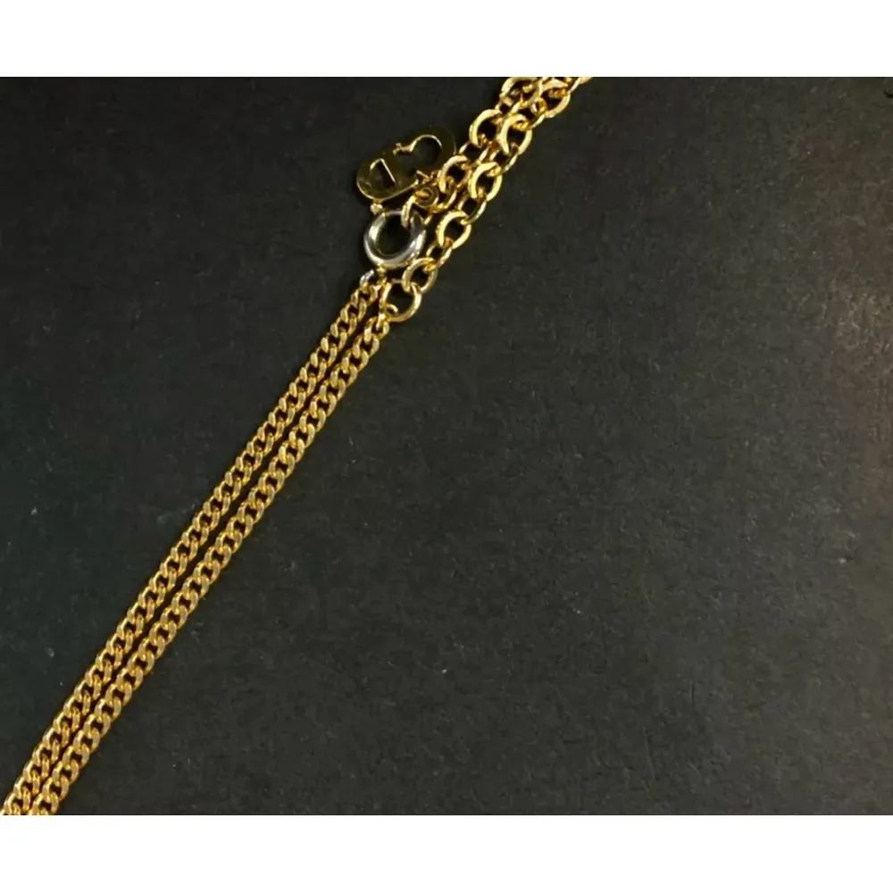 Christian Dior CD logo gold and crystal necklace - Image 7
