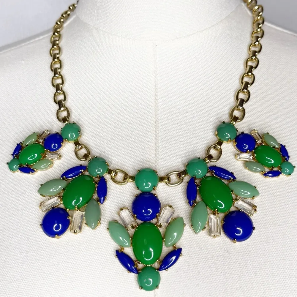Stella & Dot Juniper Necklace Elegant Green and Blue Statement Necklace - Image 2