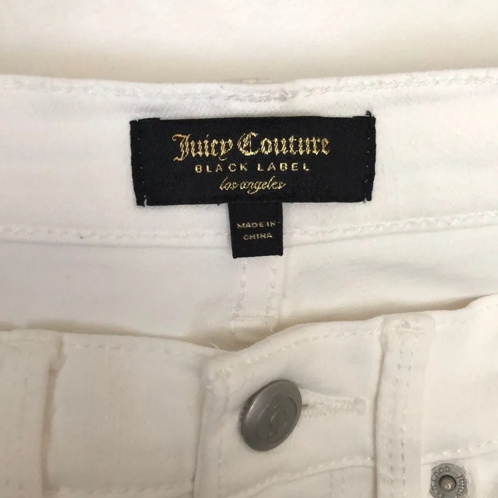 Juicy Couture White Tuxedo Stripe Crop Flare Uneven Hem Jeans size 24 - Image 8
