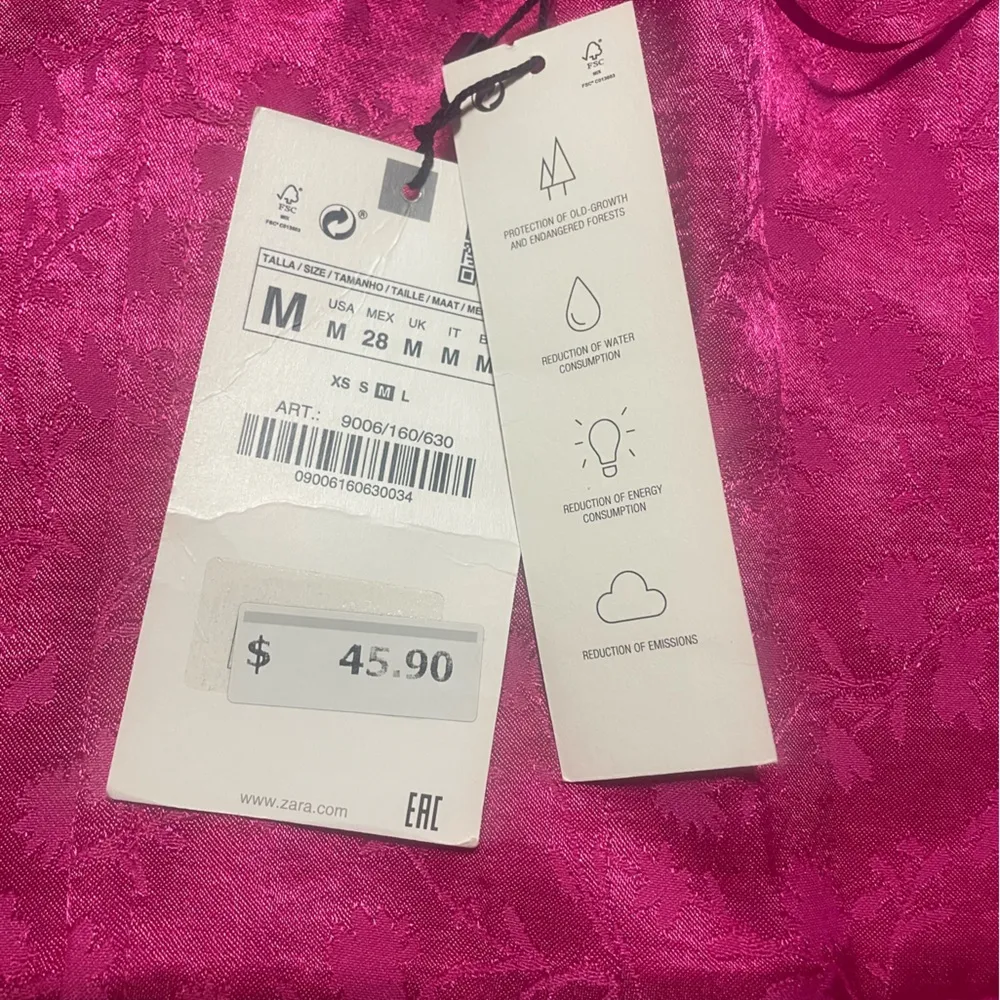 ZARA Jacquard Halter Corset Cropped Keyhole Top Button Side Zip Hot Pink Size M - Image 5