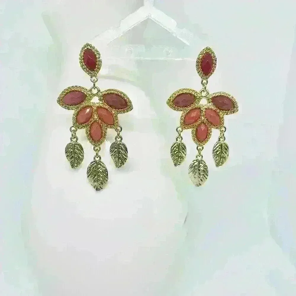 Dashing Dangling Statement Earrings in Red - Image 4