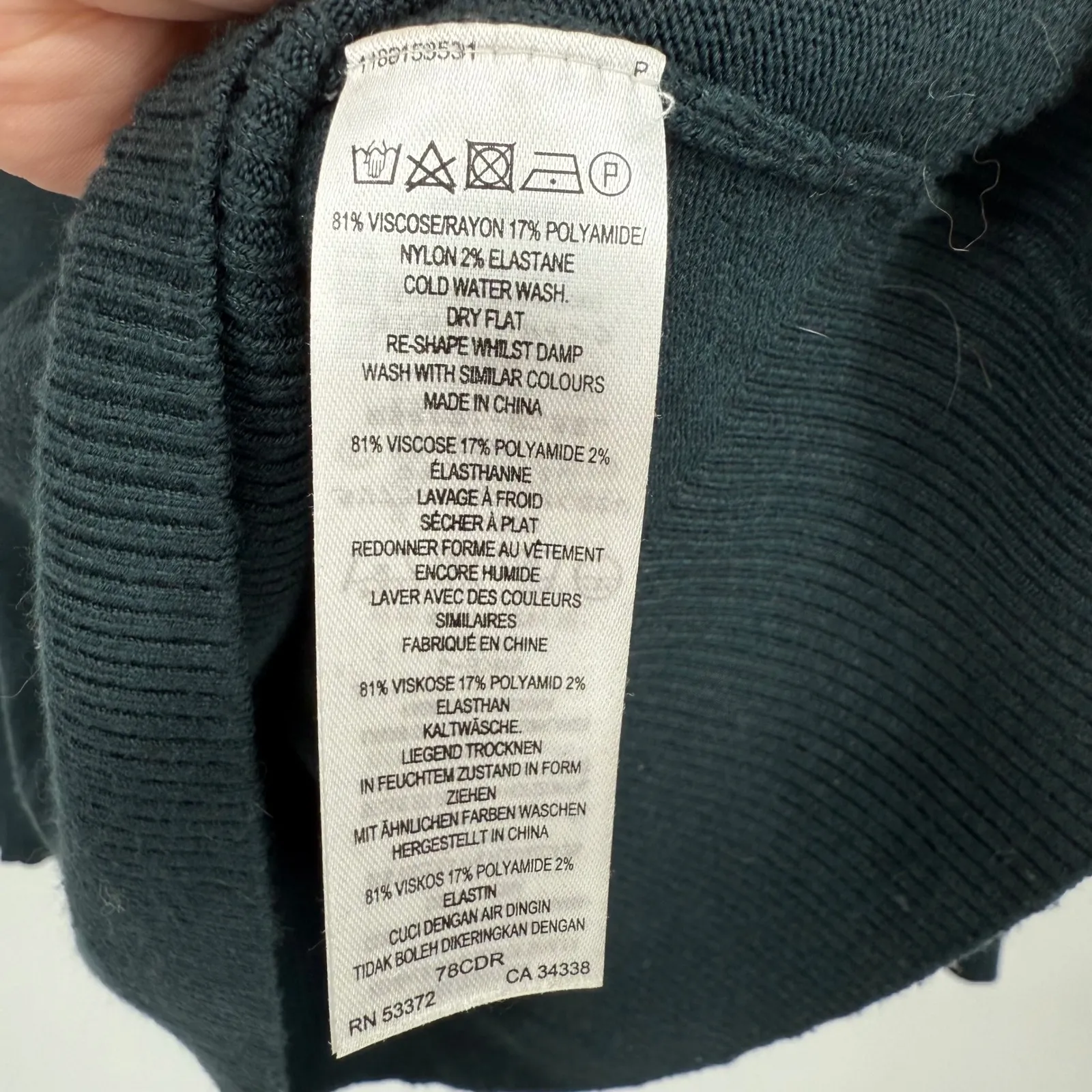 French Connection Dark Green Crew Neck Raglan Sleeve Knit Sweater XS - Image 6