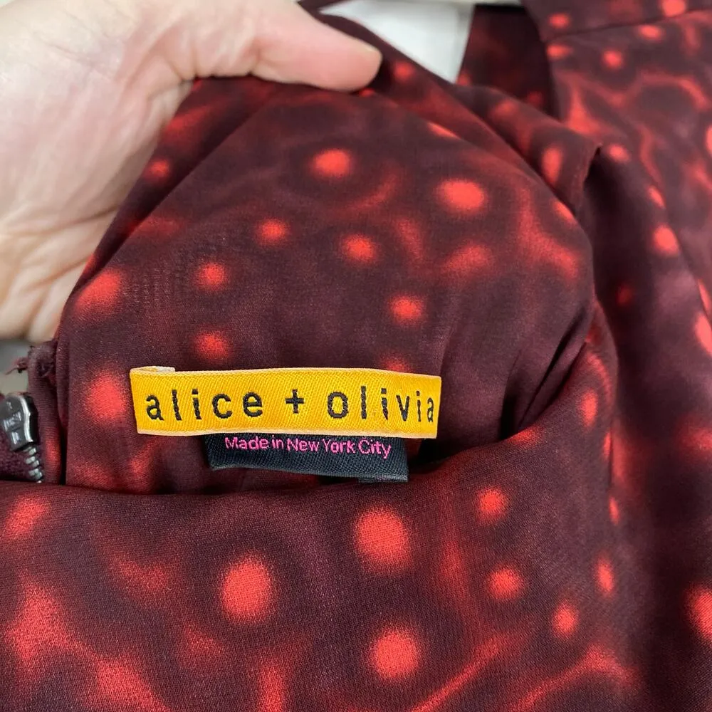 ALICE & OLIVIA Leiby Wide Leg Jumpsuit in Bordeaux Dot Size Medium - Image 5