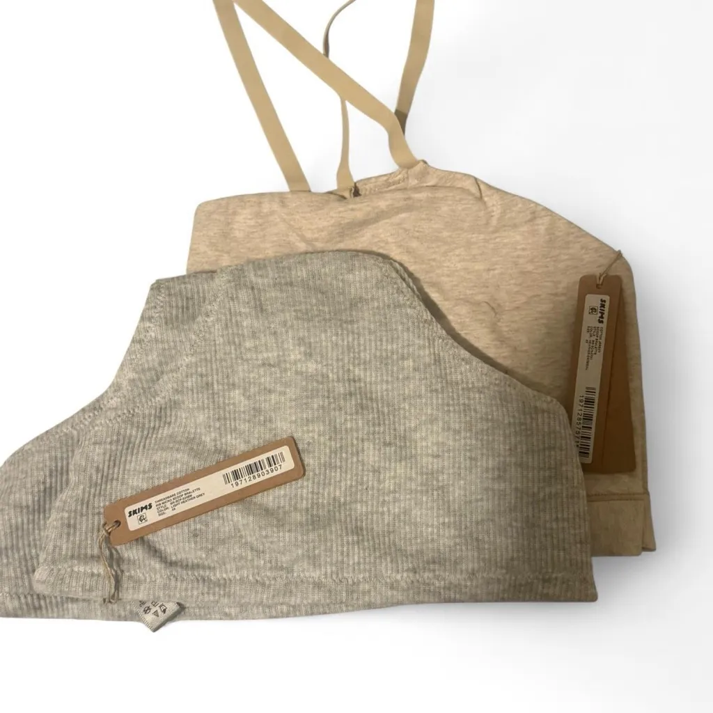 SKIMS Heather Gray and Beige Crop Tops - Image 3