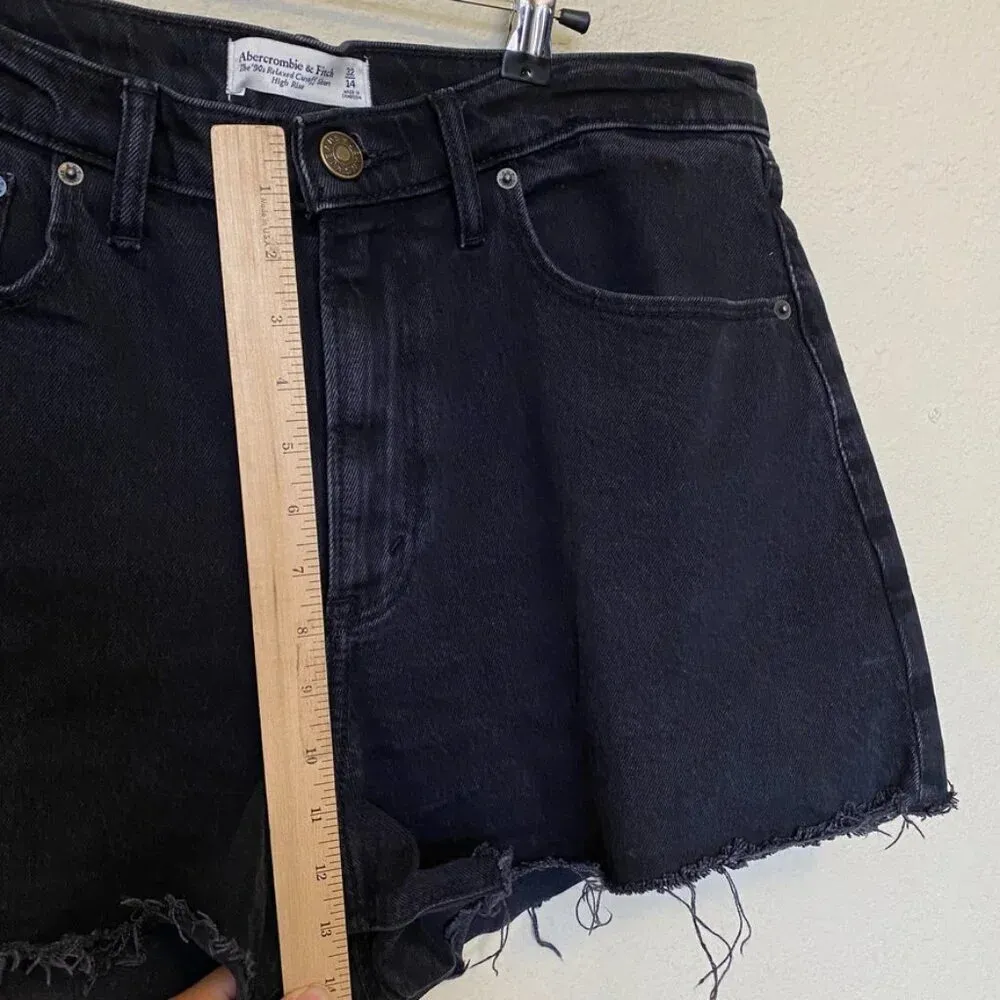 Abercrombie & Fitch The 90s Relaxed Cutoff High Rise Shorts Curve Love Sz 32 14‎ - Image 6