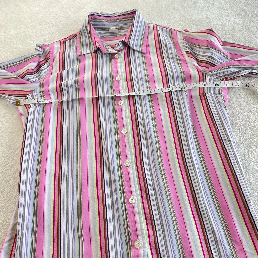 Vintage‎ Y2k J.Crew Slim Fit Shirt Womens M Multi Striped Long Sleeve Button Up - Image 6