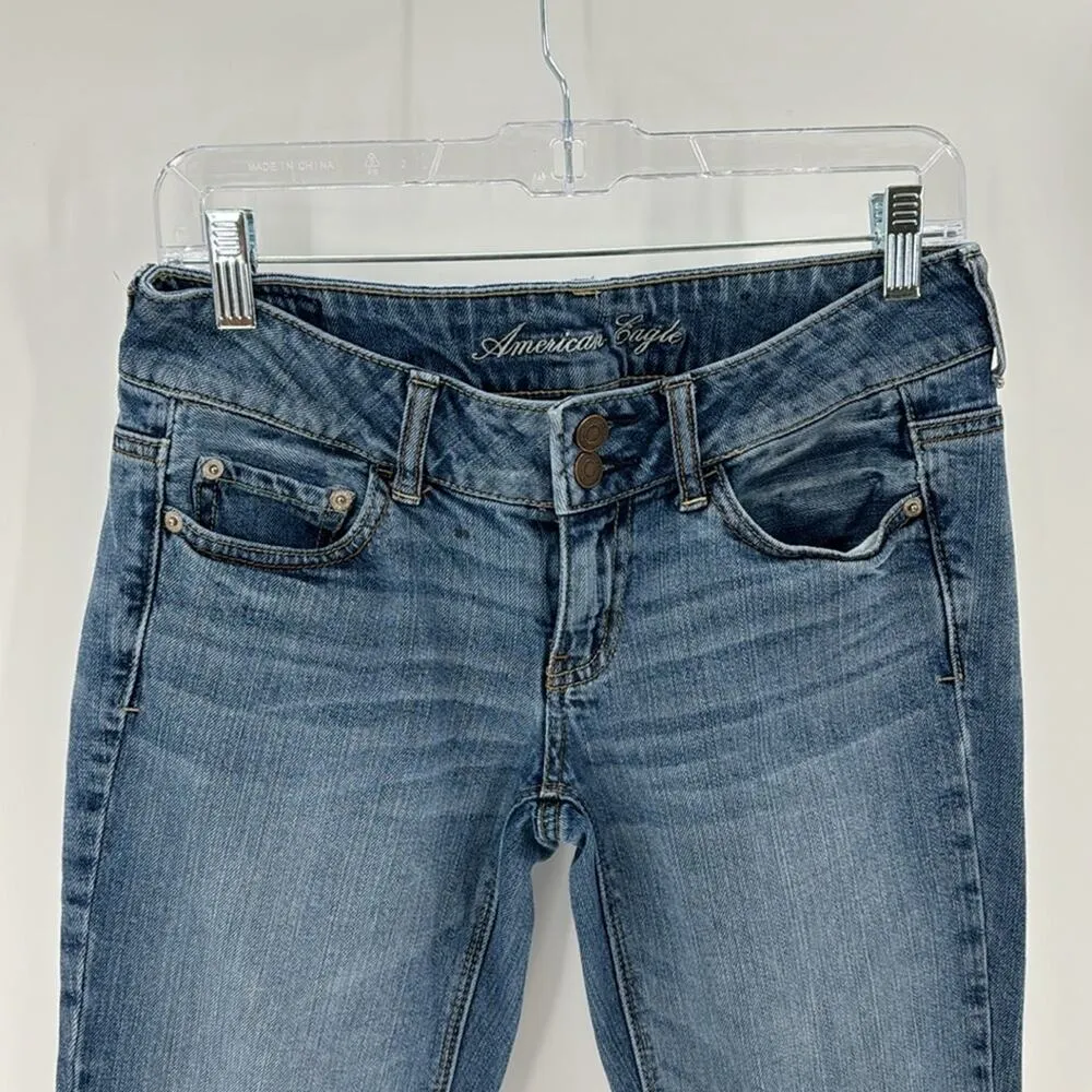 Vintage American Eagle low rise artist flare jean Y2K broken in size 4 bohemian - Image 3