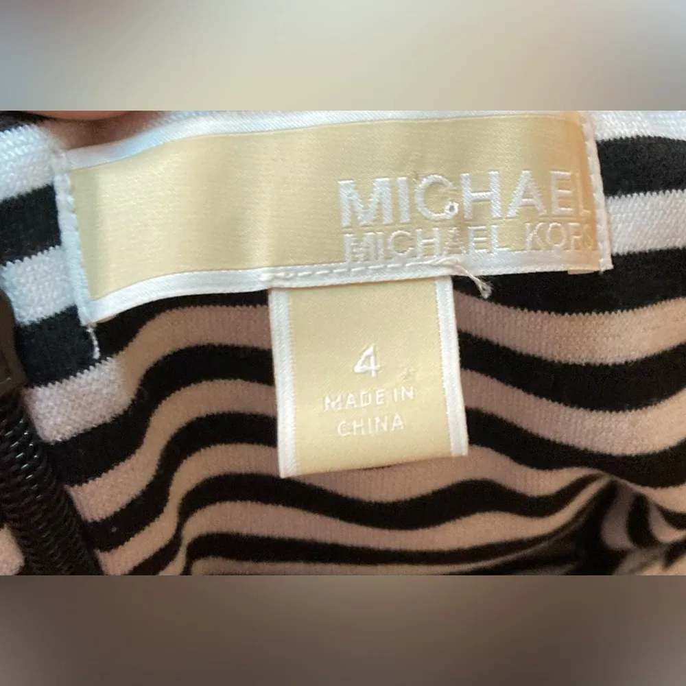 Michael Michael Kors- Black and‎ white striped sleeveless mini dress size 4 - Image 4