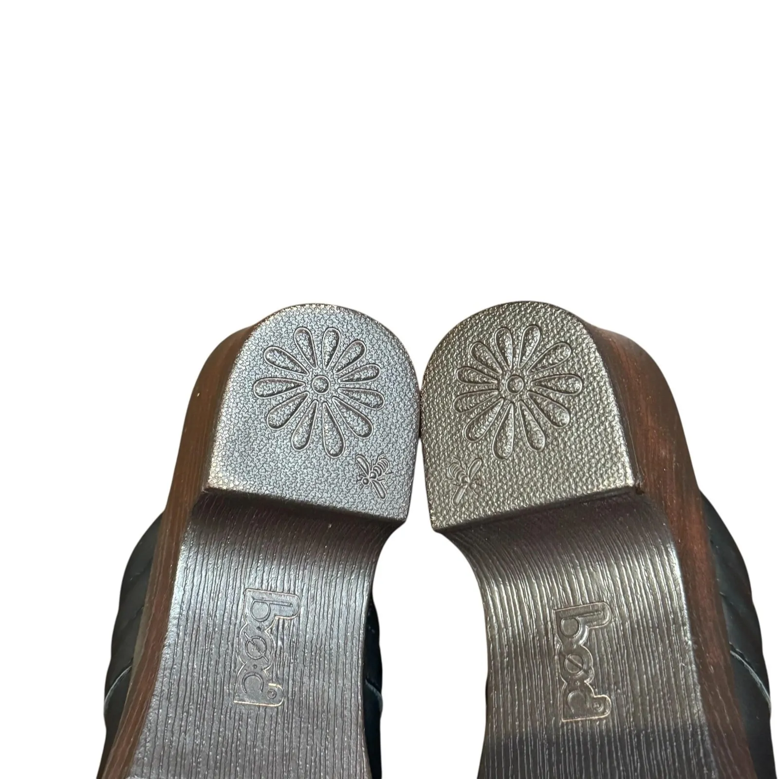 b.o.c Shoes Womens Size 9M Black Slip On Clogs Comfort Heels Faux Leather Floral - Image 9