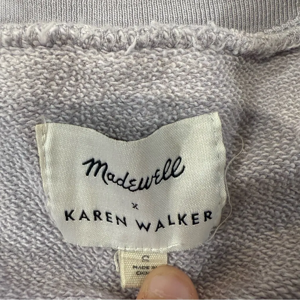 Madewell x Karen Walker Garment-Dyed Crop Crewneck Sweatshirt Womens Small Lilac - Image 5