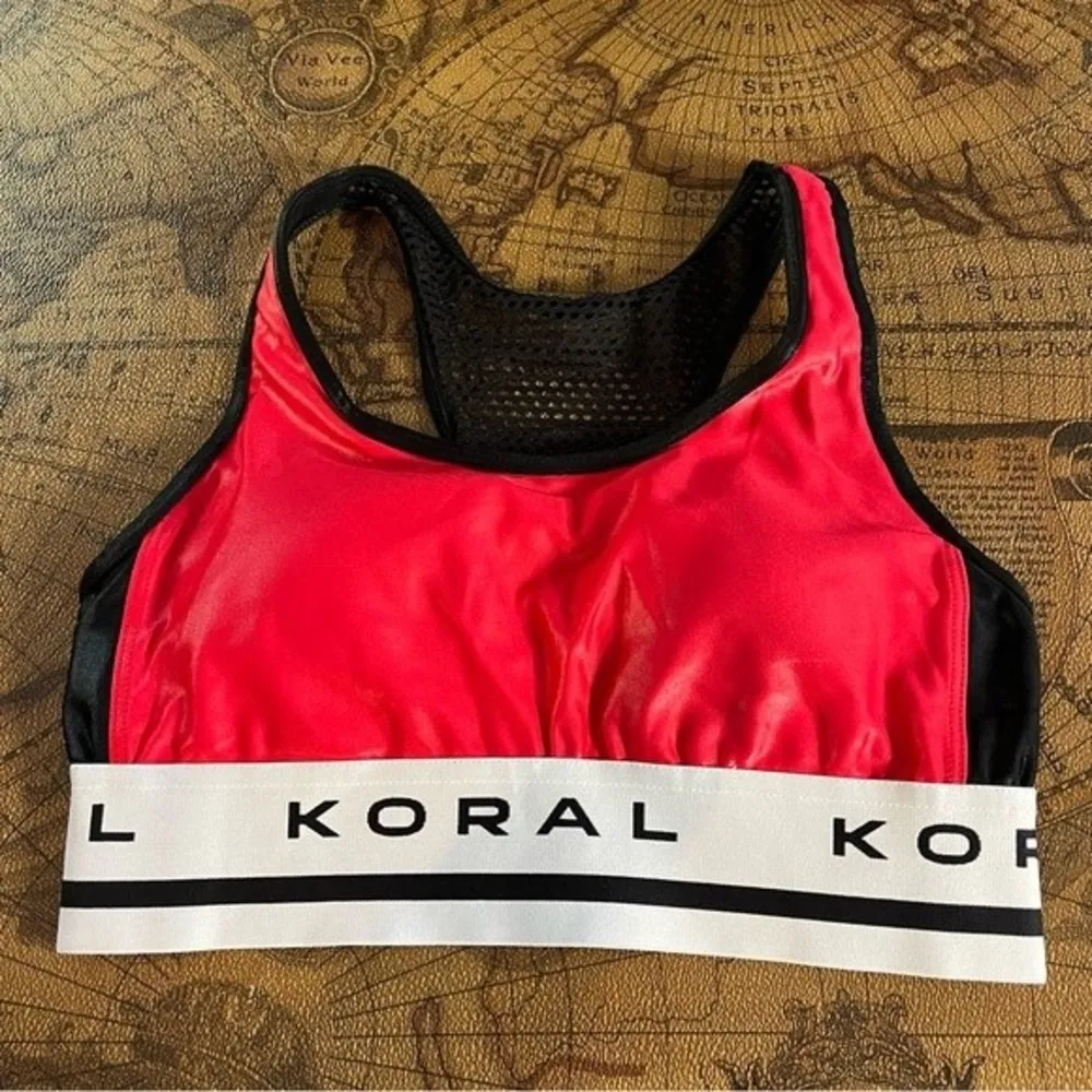 Koral Womens size S Bermuda Infinity Sports Bra Chic Red Black Gym Shine - Image 73