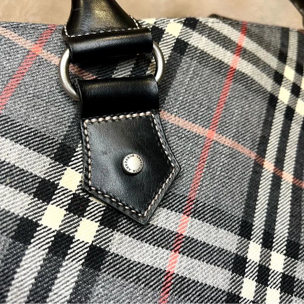 Burberry Rare  Blue Label Flannel Nova Check Plaid Bag - Image 8